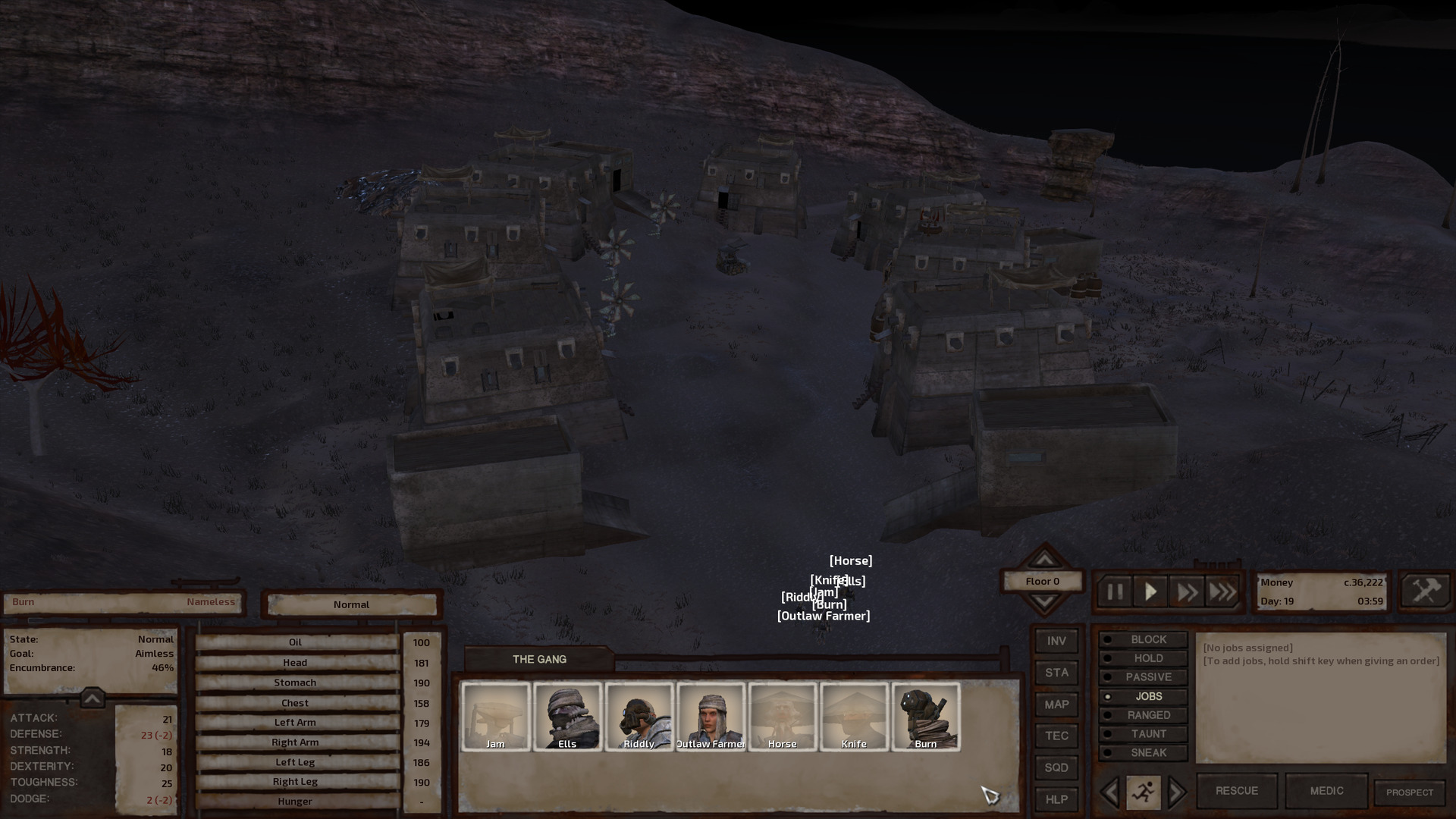 The houses in this village are arranged in a U shape, with the gang entering through the U's opening. There are no walls surrounding them. A few houses have small windmills out front.