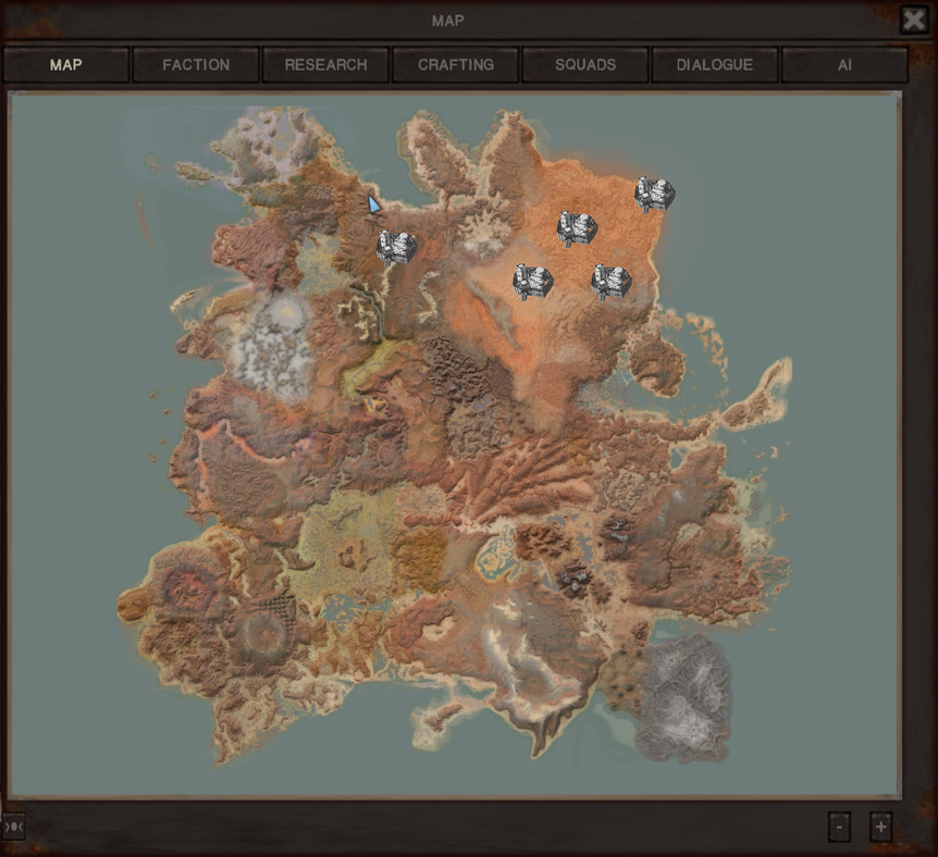 The map zoomed out. The gang's current location shows that they have traveled about two-thirds of the way across the continent's northern shore from Sho-Battai to their current location, though the continent is wider in the south than it is in the north and quite long from north to south as well.