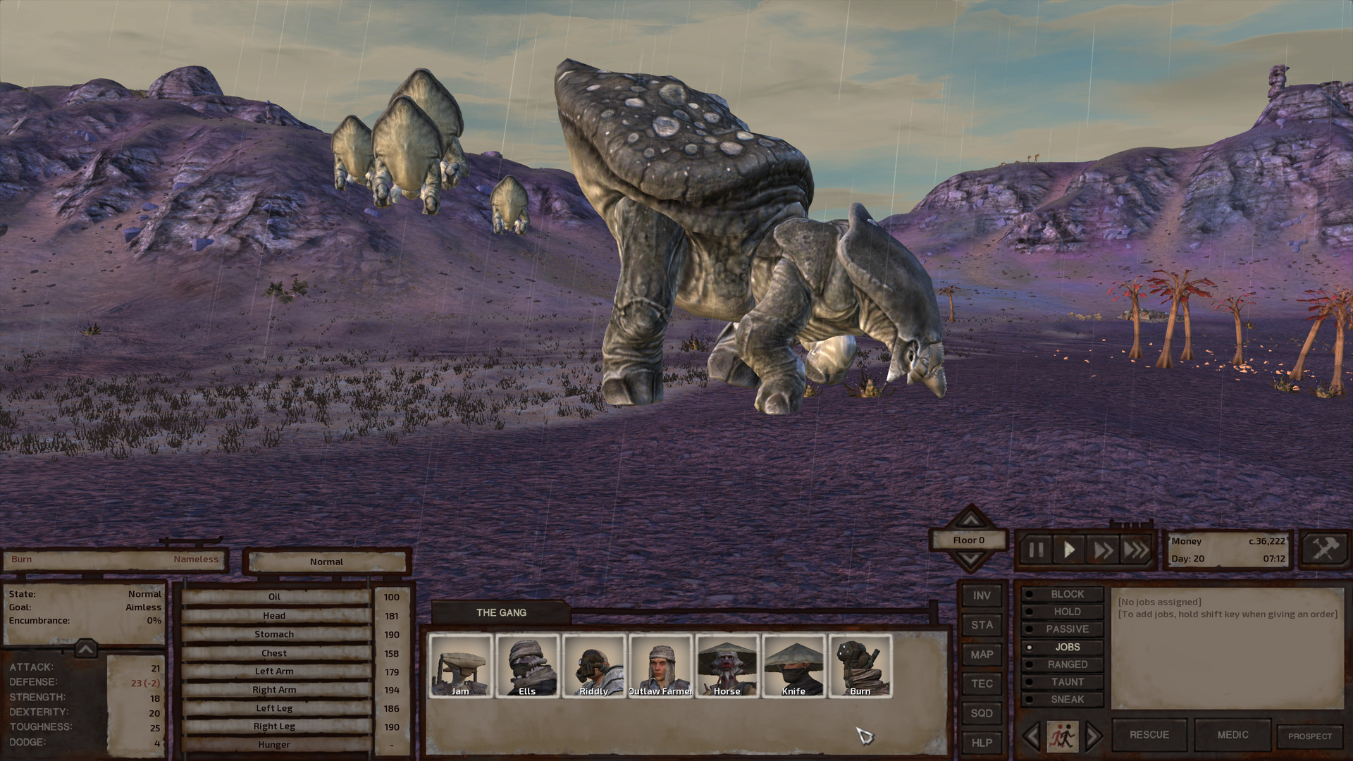 On the purple beach in front of the purple hills, a leviathan walks. It is an immense four-legged beast with thick hide, much thicker on its back and the top of its head to the point it resembles a carapace there. The carapace on its head is smooth and round in shape, stretching back over its neck like a ceratopsian frill. Its face is frankly a little hard to parse; I'm not sure what's going on there.Its torso is tilted upward toward the back; I could say its ass is in the air but I feel I would be doing this majestic beast a disservice. Finally, the leviathan's back is embedded with massive pearls that grow on it.