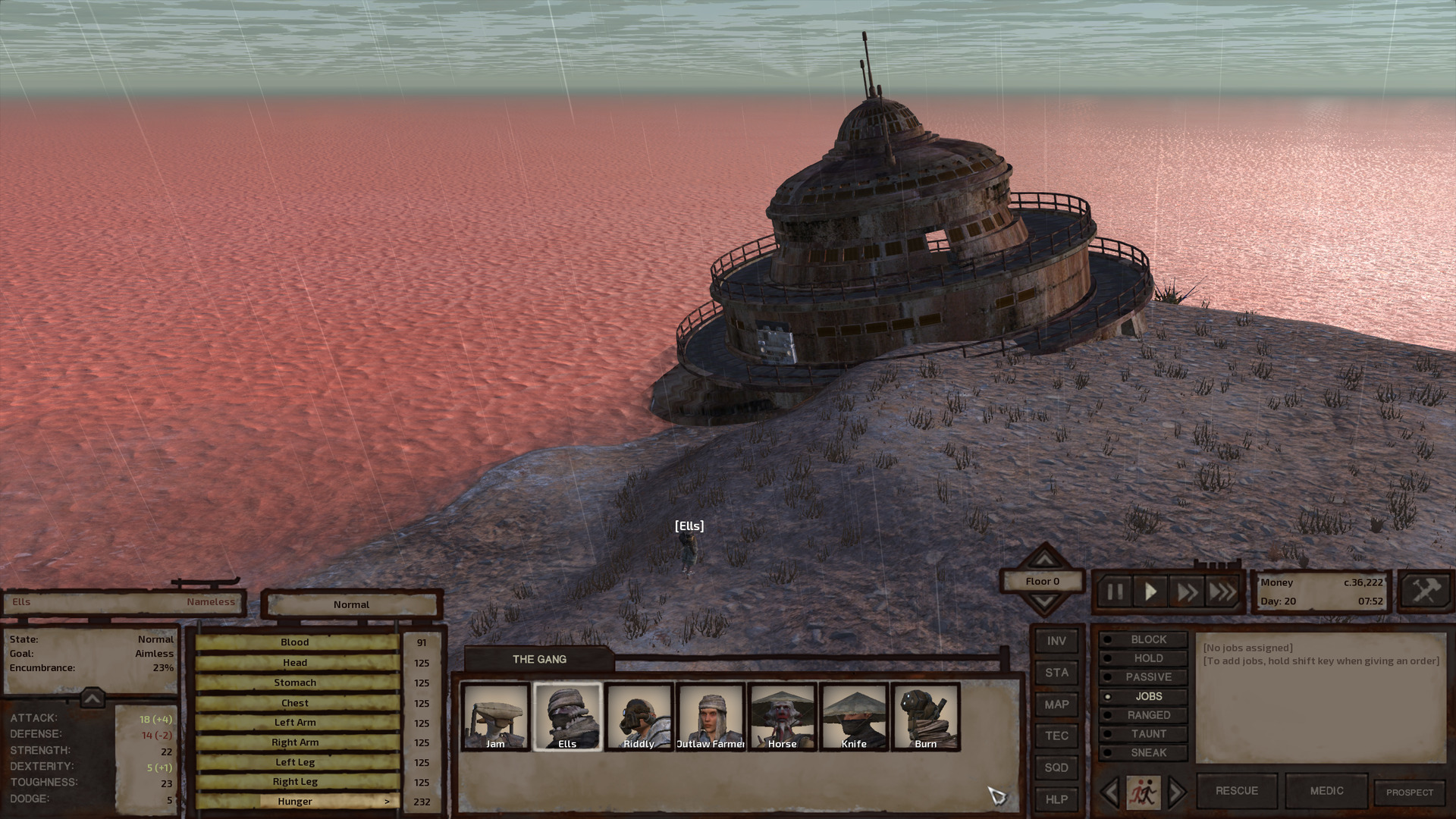 A round, two-storey metal building. It is ancient. It is a mountain of rust. It sits crooked right at the water's edge, the vast ocean stretching into the ocean behind it.