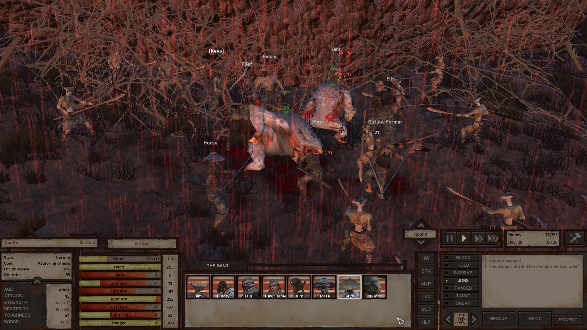 The gang and a bunch of hive soldiers duke it out with two gorillos in front of a hive hut. One of the gorillos looks like it's swallowing Burn headfirst but Burn is fine, I promise.