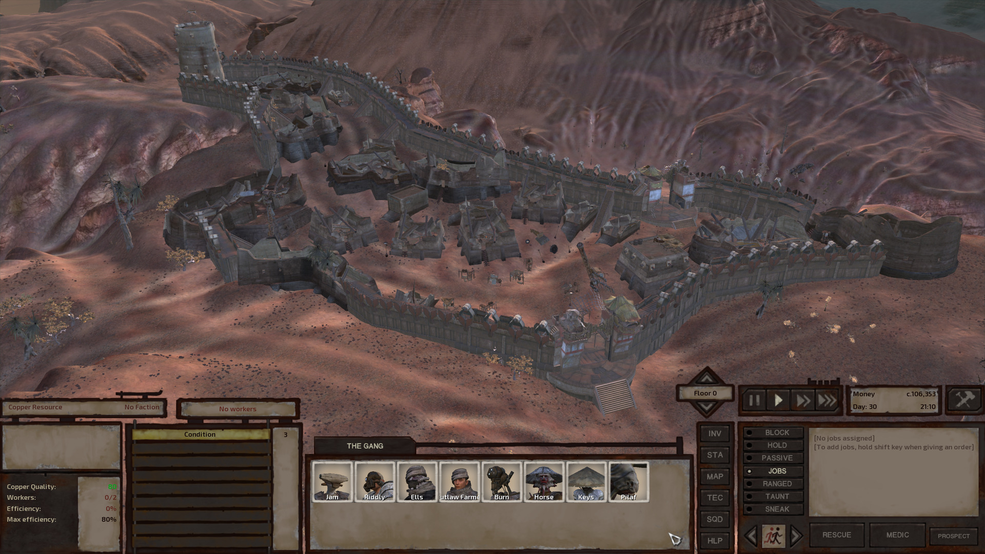 A town with most of its buildings in ruins, though the thick, high walls stand strong. One of the only standing buildings is a watchtower in its own little corner at the back of the town.