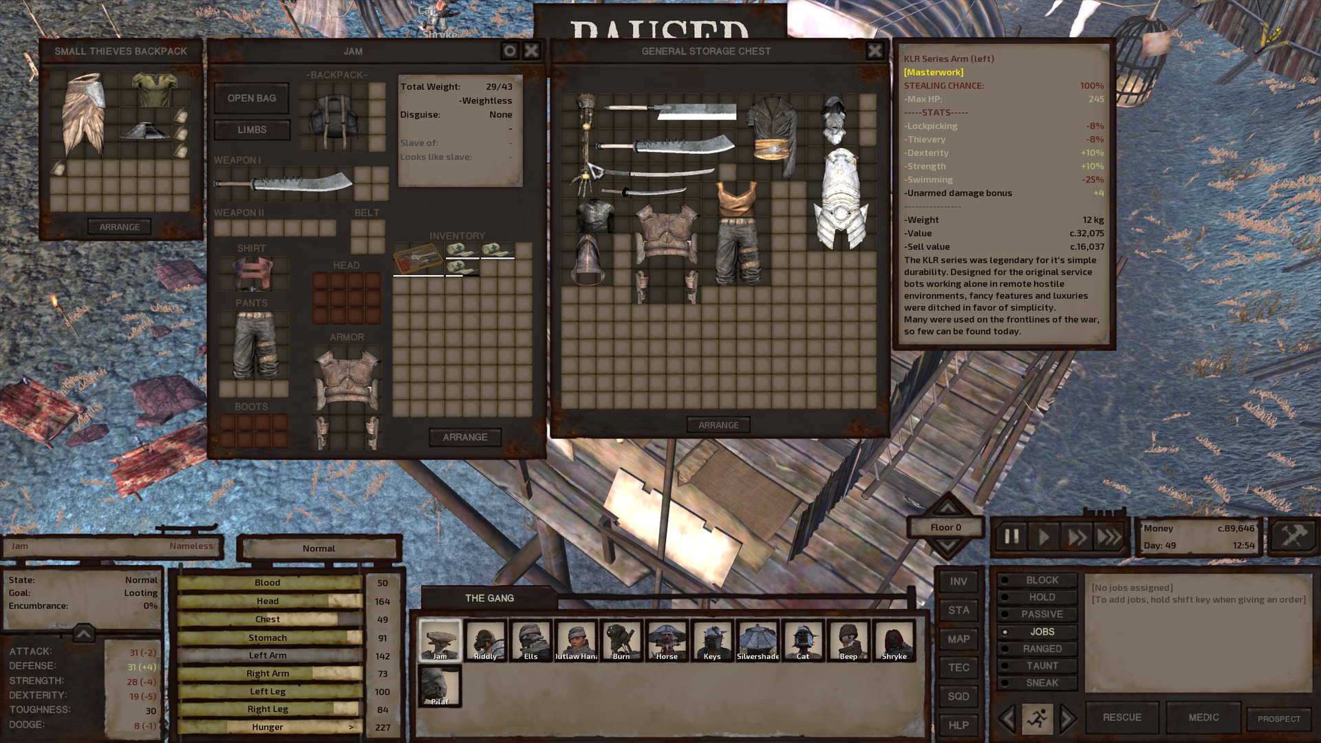 Jam is looting one of the Grand Wizard's chests. It contains a few decent-quality swords, various pieces of clothing and armour, and a sweet skeleton arm.