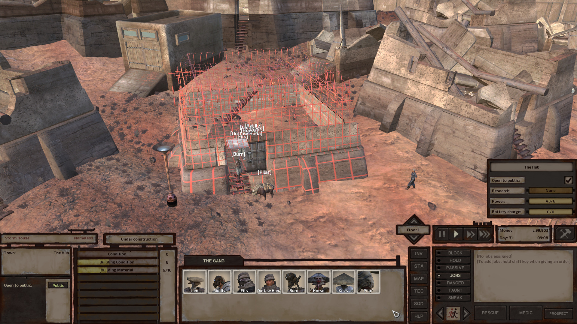 The house is now under construction, represented by a red wireframe that gradually gets filled in with the building's actual appearance.