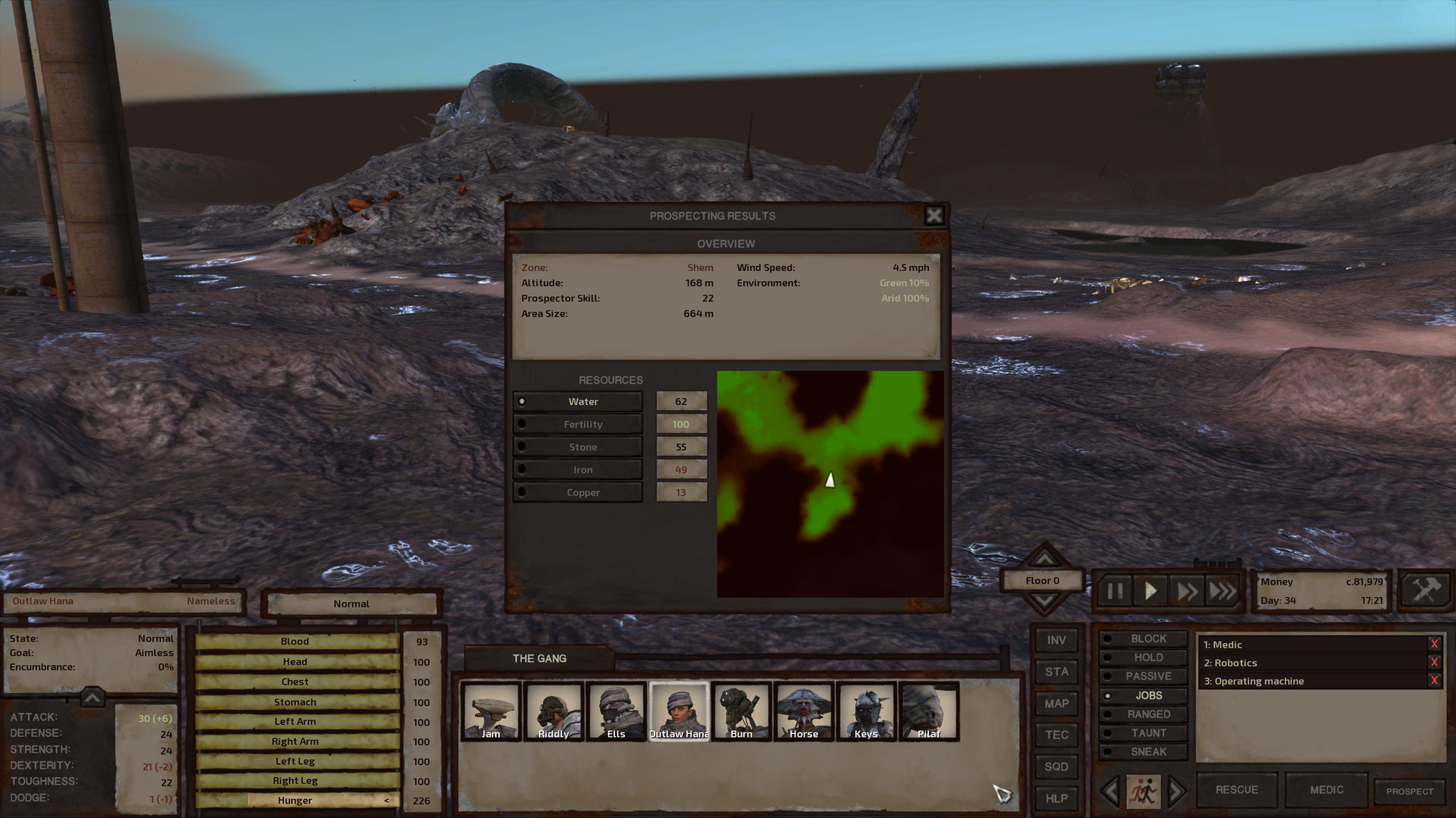 The aforementioned desolate place with the prospecting window open in front of it. I will discuss the info there shortly.