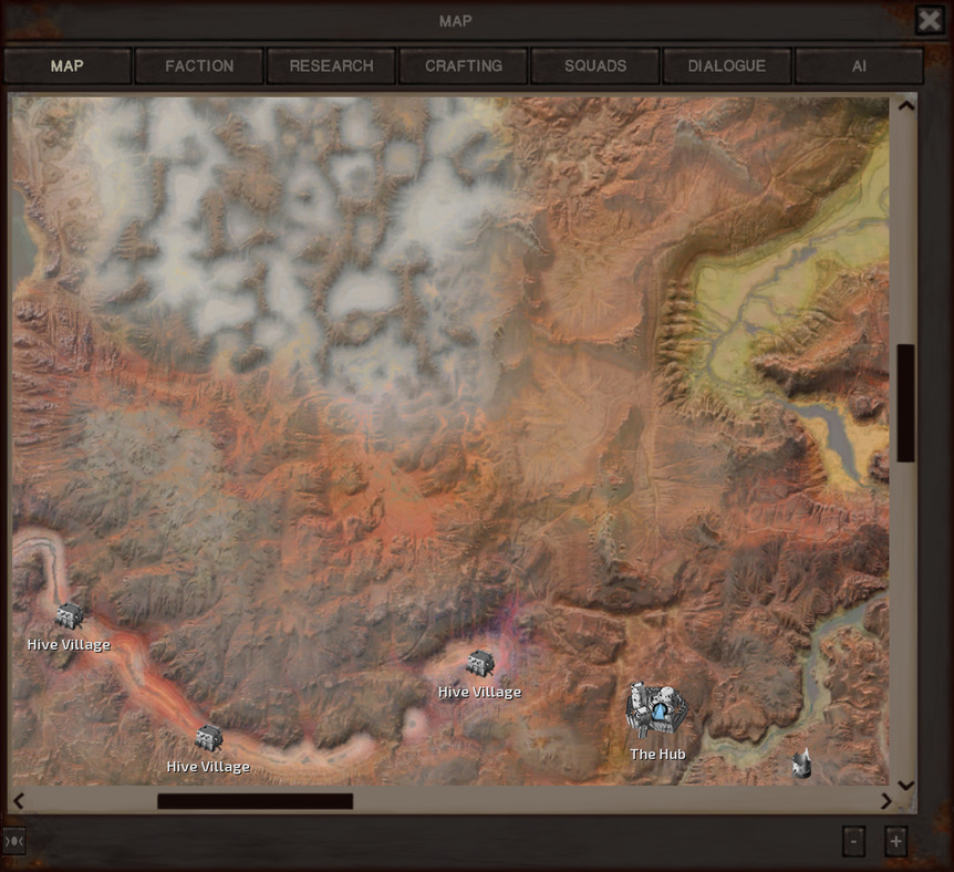 The map, showing the foglands not too far northwest of the Hub, due north of the hive villages the gang visited most recently.