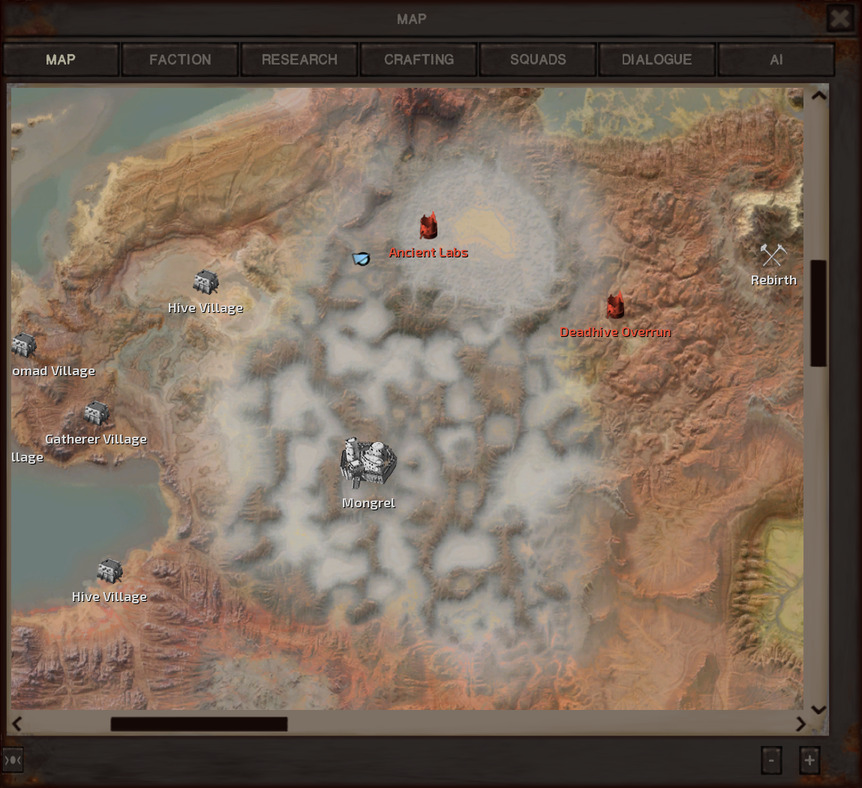 The map, showing that the gang is at the north of the Foglands, just west of Obedience, and east of some scattered coastal villages.